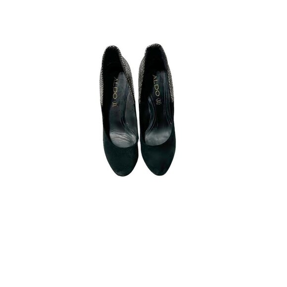 Aldo Women's Black Suede Silver Snakeskin High Heel Pump - Picture 3 of 5